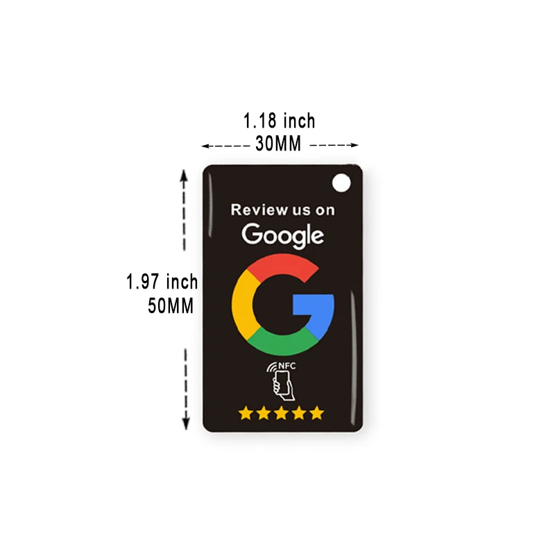 NFC Epoxy Tag Google Review Card Intelligent Tap to Share Contact Info Keychain Waterproof NFC Rectangle Tag