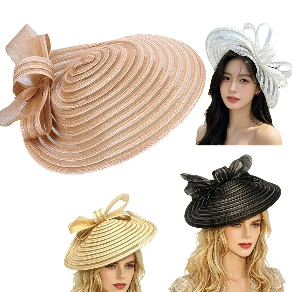 

Bow Decoration Mesh Fascinator Headband Hat Headband Style 9cm Wide Brim Wedding Bridal Fascinator Breathable Elegant Vintage