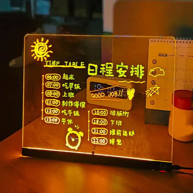 Light Up Boards To Write On Acrylic Led Message Boards Rewritable Acrylic Notepad Glow Memo Note For Home Crafts Games Practice
