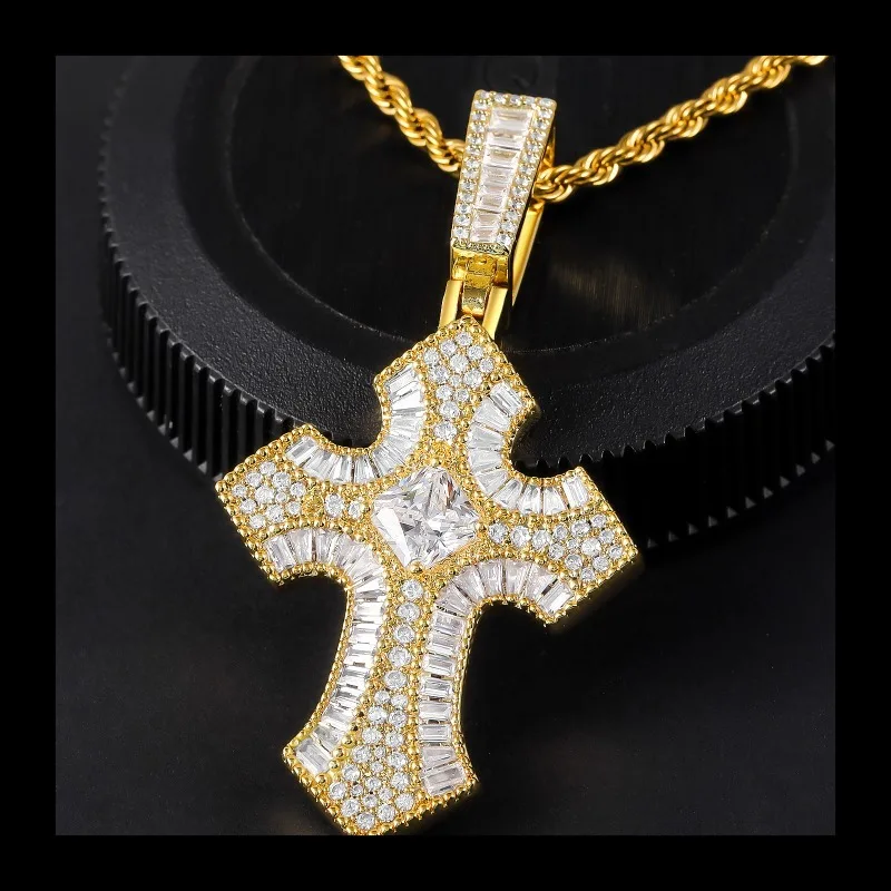 

TikTok Zircon Cross Pendant Personality Hip Hop Trend Men's Cross Necklace