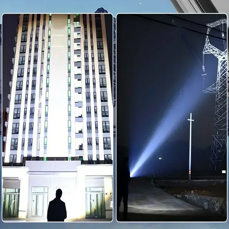 90000LM LED Strong Light Flashlight Telescopic Zoom Multifunctional Outdoor Waterproof Portable Emergency Lighting Torch