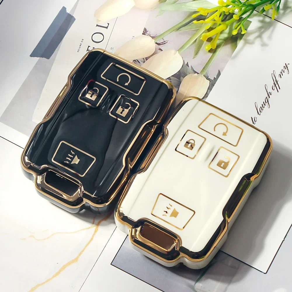 KEYYOU TPU Car Shell Fob Key Case Cover For Chevrolet Chevy Colorado LT Silverado GMC Canyon Sle Sierra 3500HD Auto Keychain