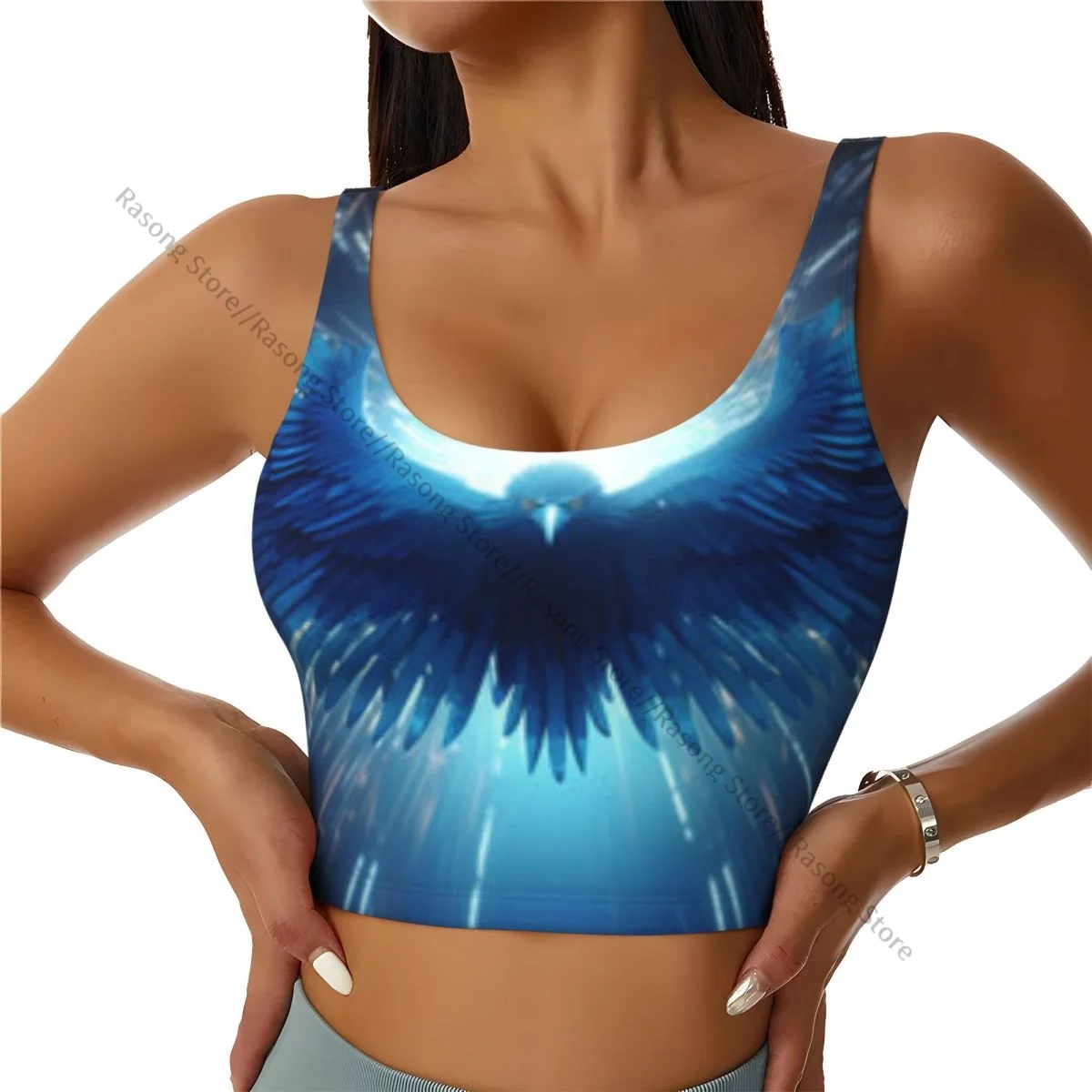 Women Sexy Sports Vest Futurustic Raven Spreading Wings Female Streetwear Sport Lingerie Tee Crop Top
