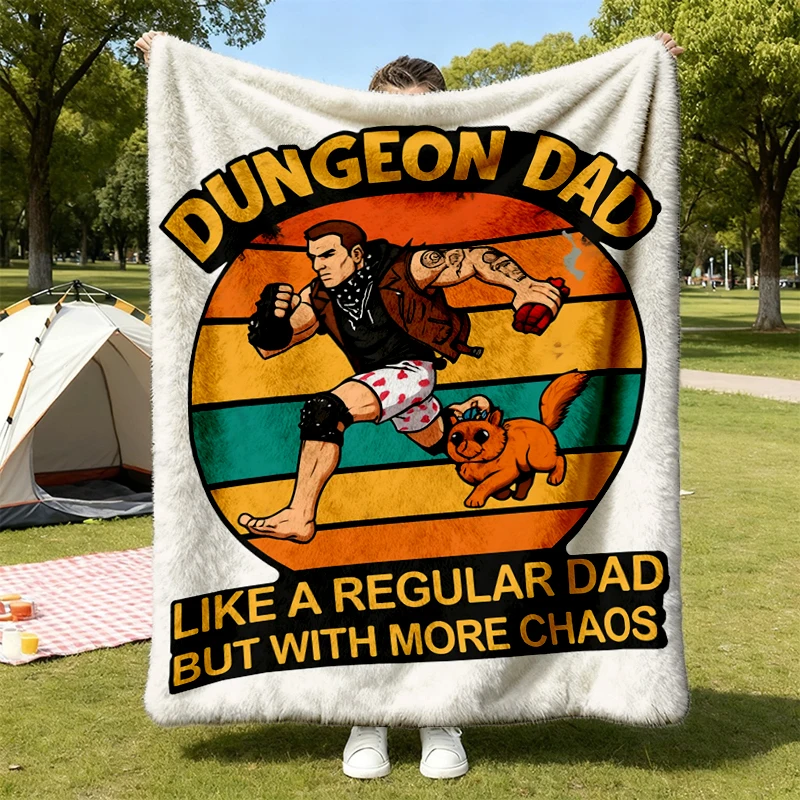 Dungeon Crawler Carl Dad Flannel Blanket, Dungeon Dad Throw, DCC LitRPG Fathers Day Gift
