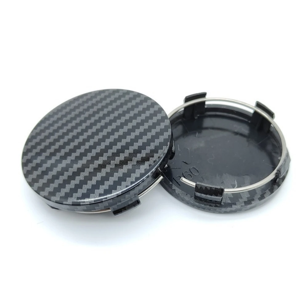 4pcs ABS R60 60mm Solid Carbon Fibre Car Wheel Center Caps Rim Hubcaps Cover Badge Car Styling Accessories for VW Toyota Honda