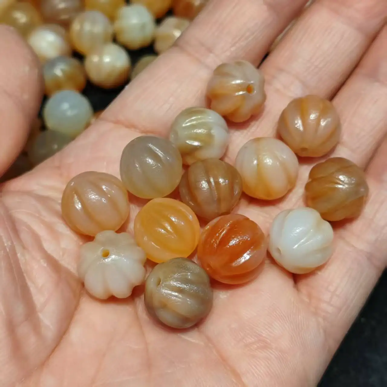 

1pcs/lot Jewelry loose Tibetan dzi Pink Agate Watermelon Beads DIY charms jewelry making gift elliptical ethnic style 13.5*13.5