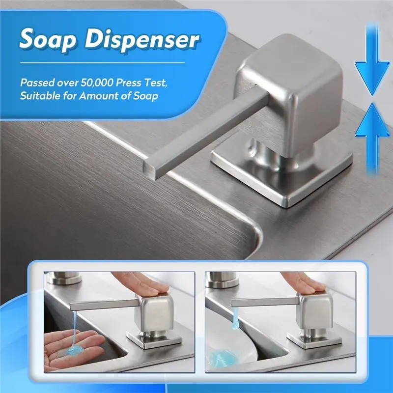 ABUN-Built In Dish Soap Dispenser For Kitchen Sink Brushed Stainless Steel Pump, Refillable Top-Filling 17 OZ Bottle view 4