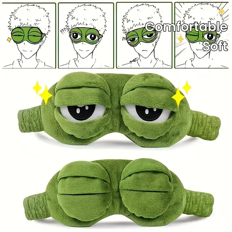 1pc Cute frog sleeping eye mask eye protection Lunch break power outage sleeping eye mask Soft and comfortable eye mask travel e