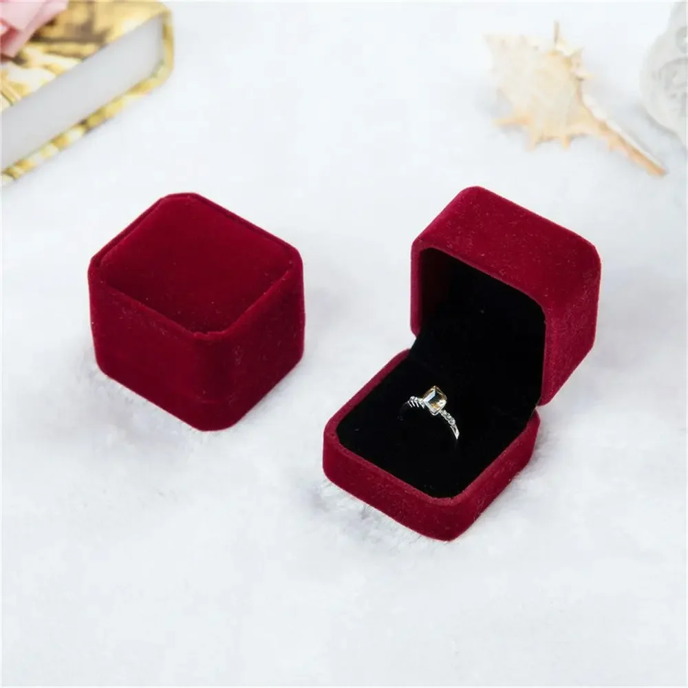 Platz Rot Verlobung Samt Ohrring Ring Box Organizer Für Valentinstag Geschenk Hochzeit Ring Vitrine Schmuck Verpackung Großhandel