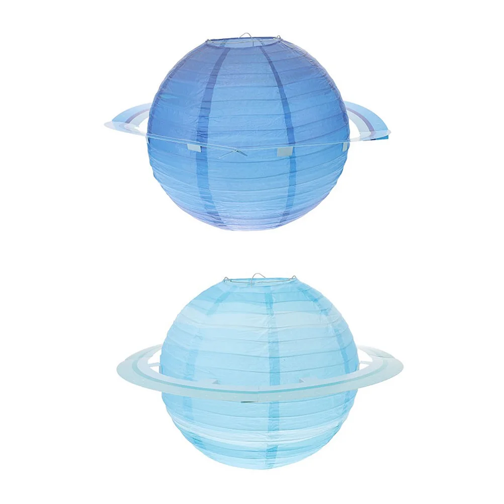 2 Pcs Hanging Lamp Shade Planet Lantern Foldable Solar System Child Outer Space Party Decorations