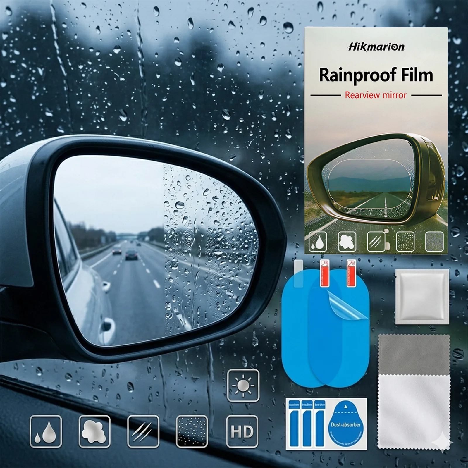

Universal Rear View Mirror Protector Anti Rain Glare Shield Nano Coating Waterproof Film Accessories Clear Driving Safety Patch