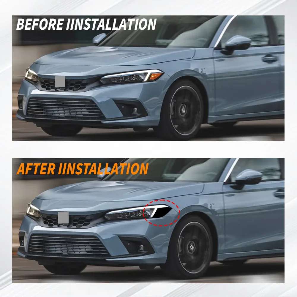 

For 2022-2025 Honda Civic Headlight Side Marker Front Precut SMOKE Vinyl Tint Overlays