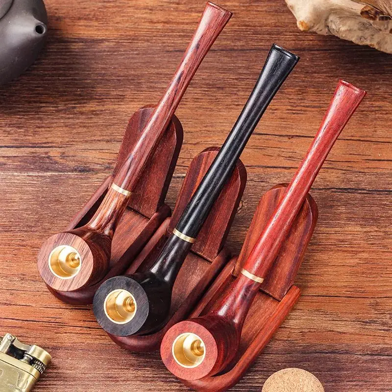 Full Wood Reading Pipe Smoking Hand Tobacco Pipe Long Smoking Pipes Free Type Filtering