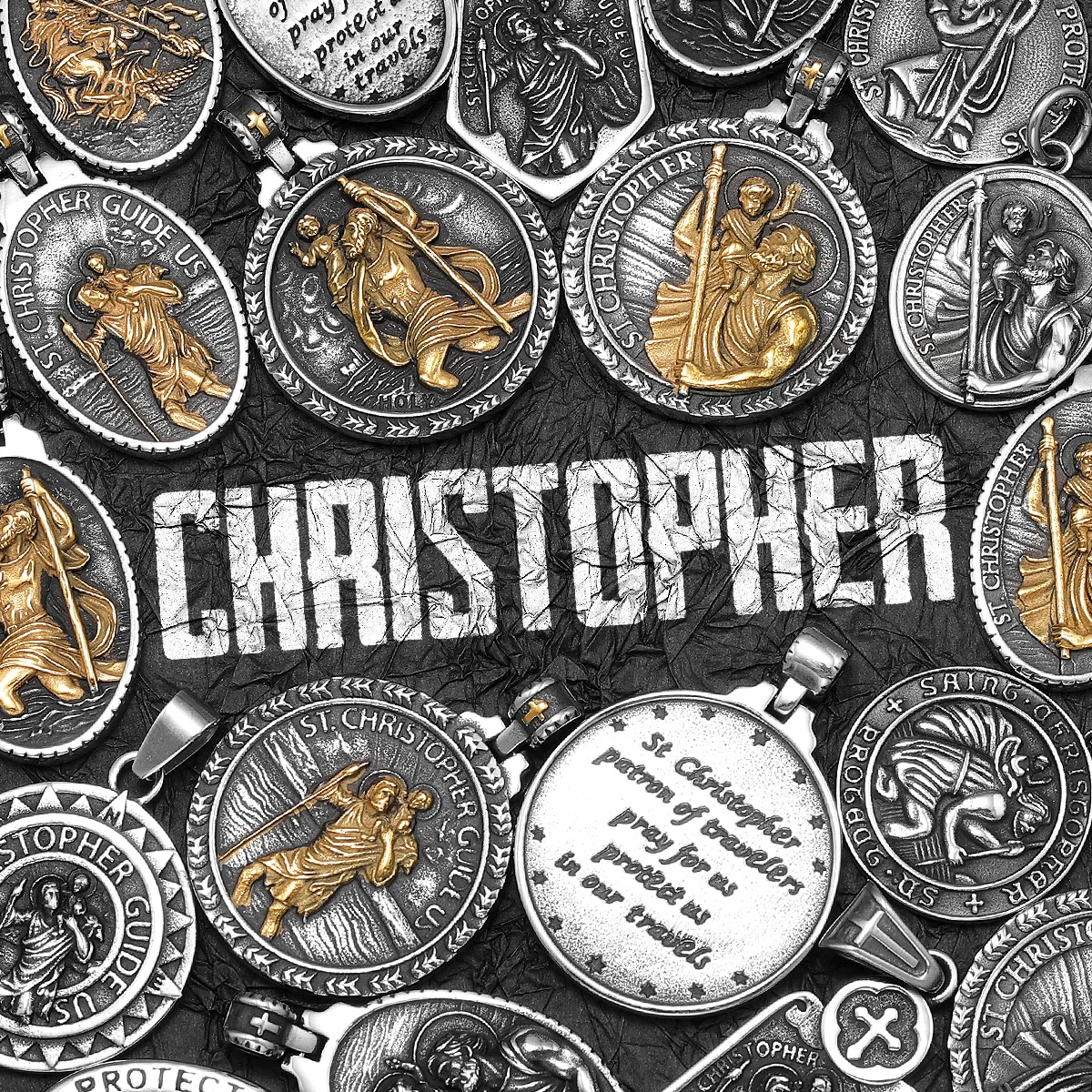 سانت كريستوفر تميمة الفولاذ المقاوم للصدأ الرجال القلائد سلسلة بدلاية فاسق خمر جديد في للنساء هدايا مجوهرات الأزياء بالجملة