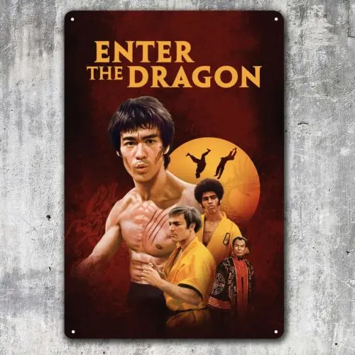 1h, pôster de metal do filme Inter The Dragon - sinal de lata colecionável - 20x30cm