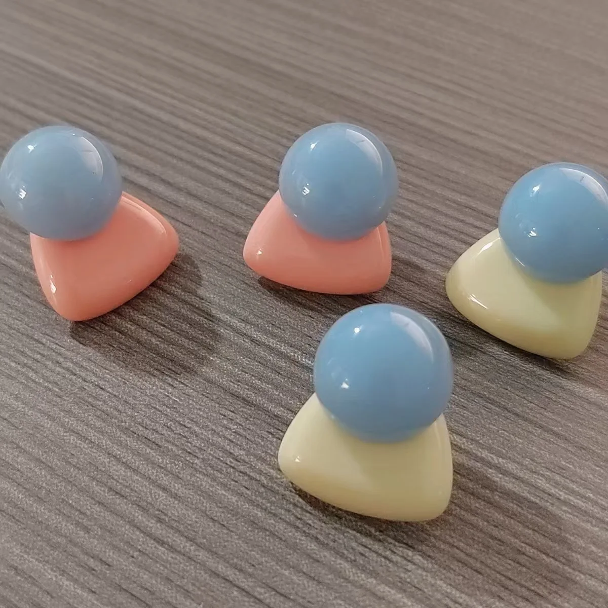 Macaron Geometric Color Block Stud Earrings Glossy Resin Triangle Round Ball Earrings Women Minimalist Daily Jewelry