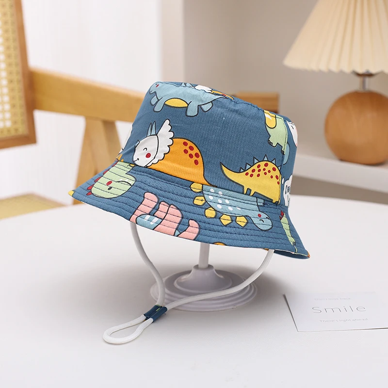 Neue Panama Sommer Baby Sonnenhut für Mädchen und Jungen Strand Sonnen kappe Cartoon Herbst Kinder Fischer Mütze Outdoor Baby Eimer Hut – Detail 14