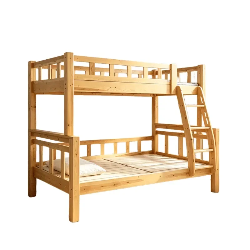 Customized Solid Wood Bunk Beds for Student Dormitory Split Child and Mother Beds High Low Beds for Household Small