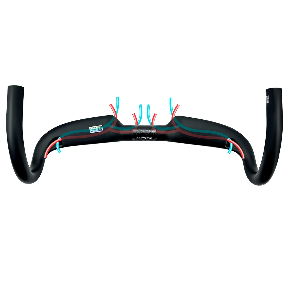 BALUGOE Vollständig intern verlegte Kabel für Fahrradlenker, Carbonfaser-Rennradlenker, hohe Steifigkeit, mattes Schwarz, 31,8 mm Durchmesser. – Detail 8