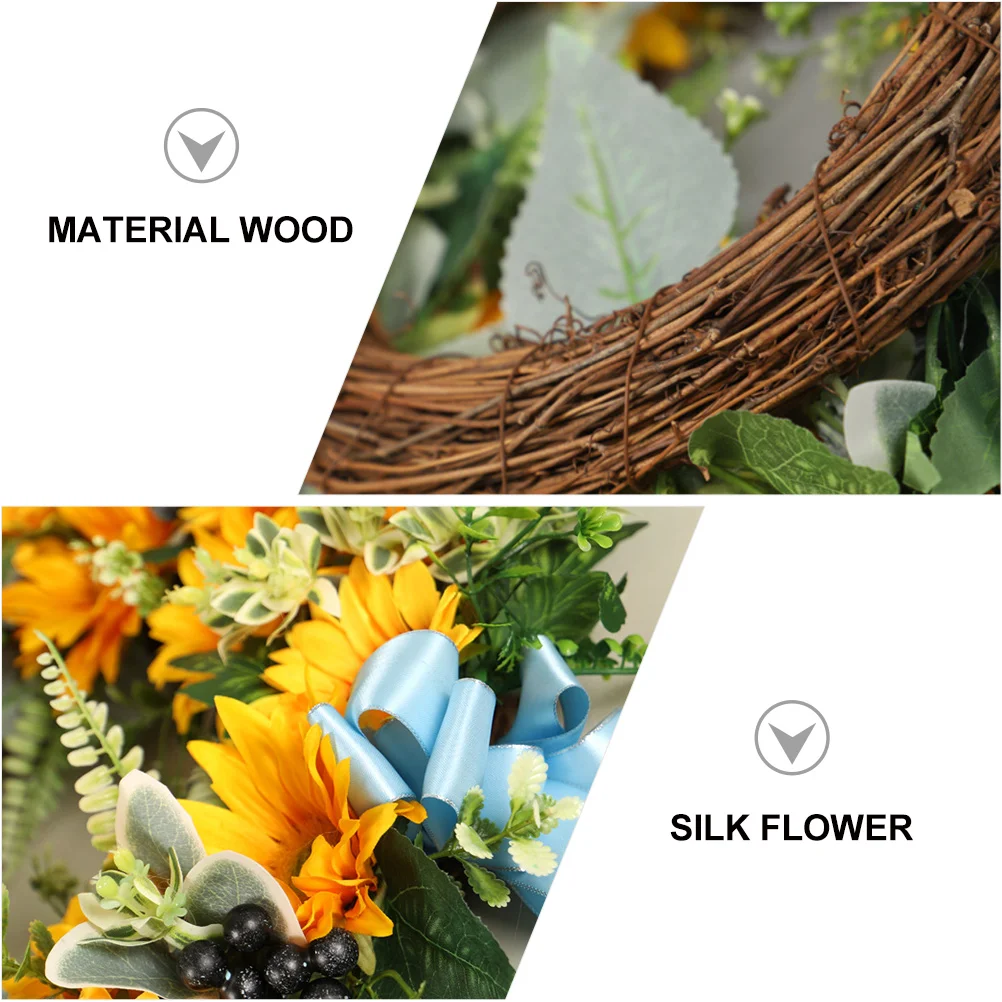 

Simulated Sunflower Wreath Bees Wreaths Hanging Garland Front Door Floral Plastic Artificial Baby