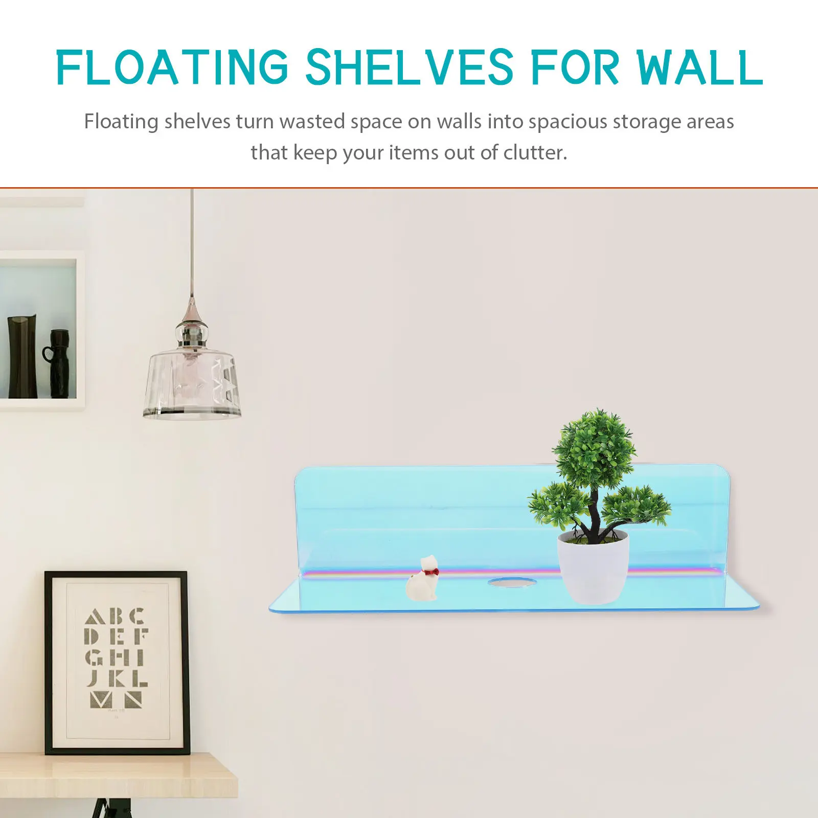 Wall Mounted Floating Shelf Acrylic Storage Rack for Cosmetics Toiletries Cutlery Pens Decorative Display Shelf for Home
