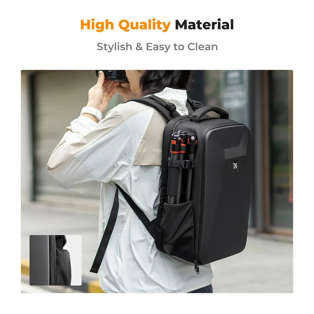 K&F CONCEPT Large Capacity Camera Bag Hard Shell Travel Laptop Photography Camera Backpack Rain Cover Waterproof DSLR/SLR Bag view 5