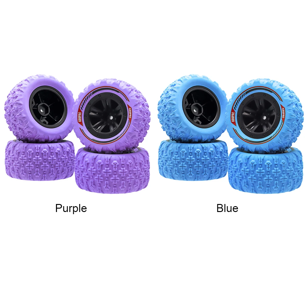 4Pcs 12mm Hex RC Wheel Tires Set Swamp Claw Mud Terrain Tires Accessories RC Tires Wheels for 1/14 1/16 RC Car Crawler Truck