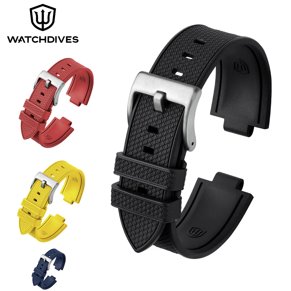 Watchdives Original Rubber Watchband Textured Rubber FKM Strap for Original End Links WD1960S WD7922 WD0003 WD1965 WD1969 Pro