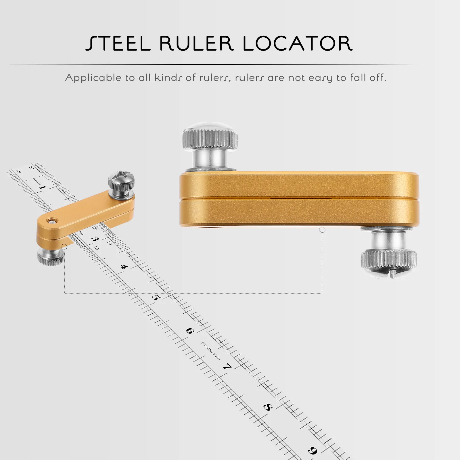 1Pcs Woodworking Line Locator High Accuracy Steel Ruler Fixed Block Ruler Positioning Machine DIY Measuring Tool Stainless