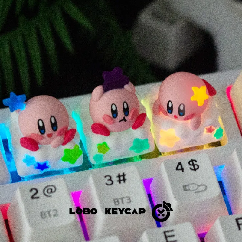 

Колпачки для клавиш в стиле аниме Star Kirby Series, милые персонализированные колпачки для клавиш, одинарные полупрозрачные механические колпачки для клавиш, смола, индивидуальные подарки для ключей ESC