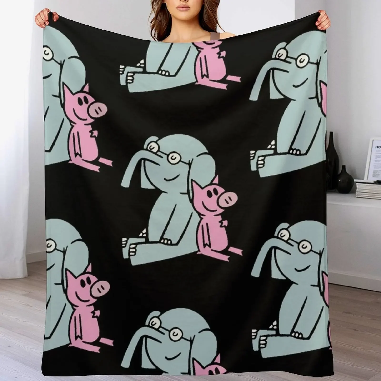 

Elephant and Piggie. Gerald and Piggie. Anime transparent sticker, mo willems Throw Blanket Patio outdoor blanket