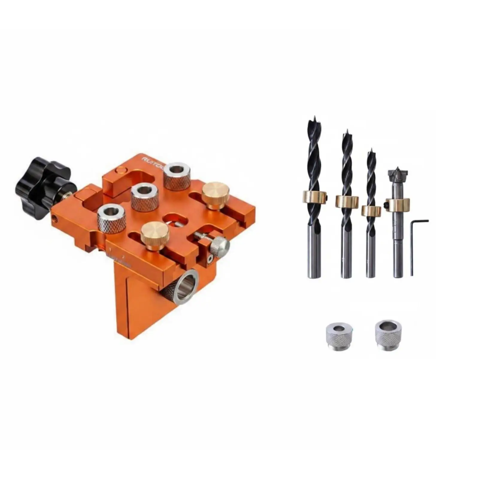 Woodworking Hole Positioning Tool Drilling Guide with Aluminum Alloy Body for Dowel and Cam Joint Work
