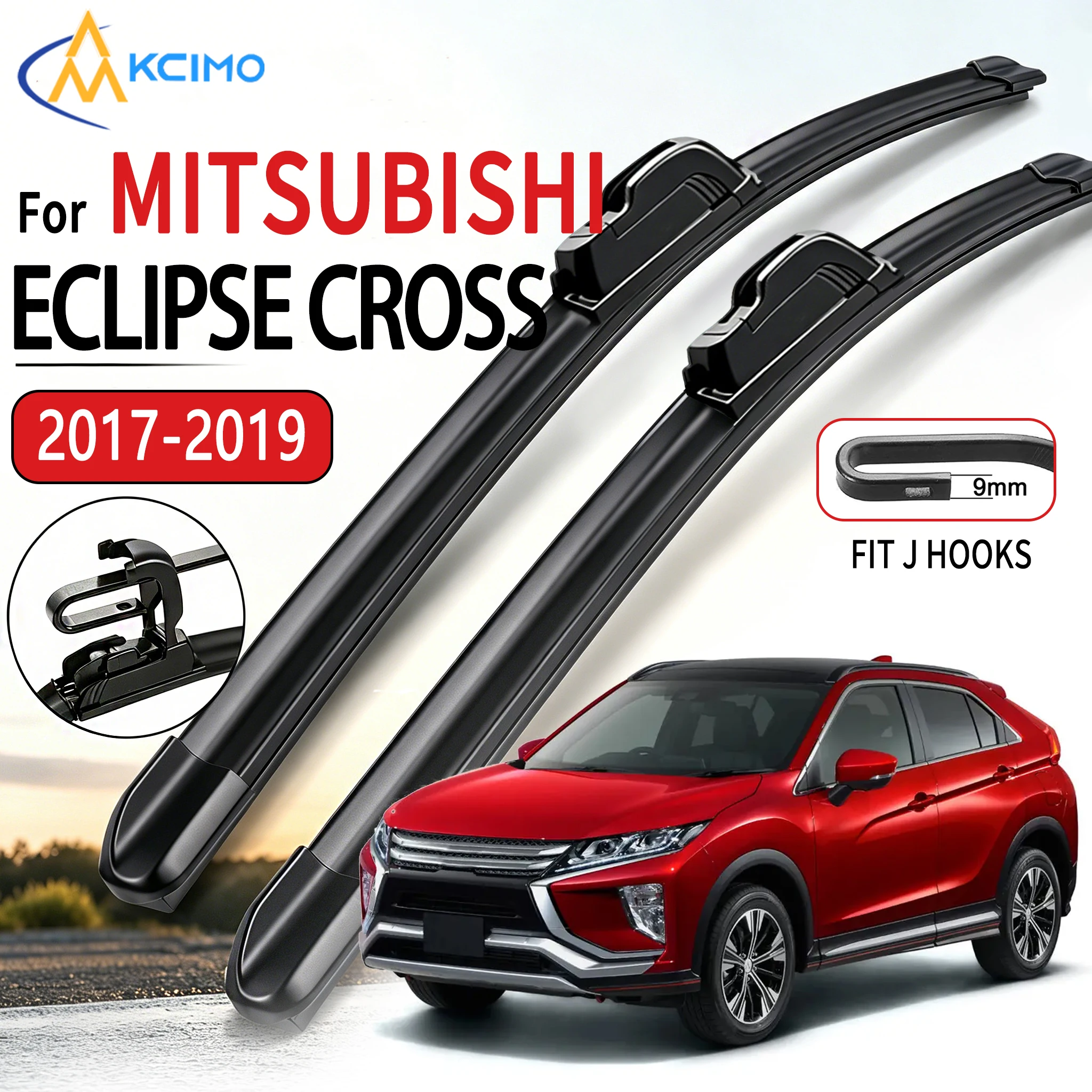 Für Mitsubishi Eclipse Cross 2017-2019, 2 Stück Auto-Frontscheibenwischer, U-förmig, weicher Gummi, knochenloser Wischer, HD, geräuscharm, langlebig, 24"+20"