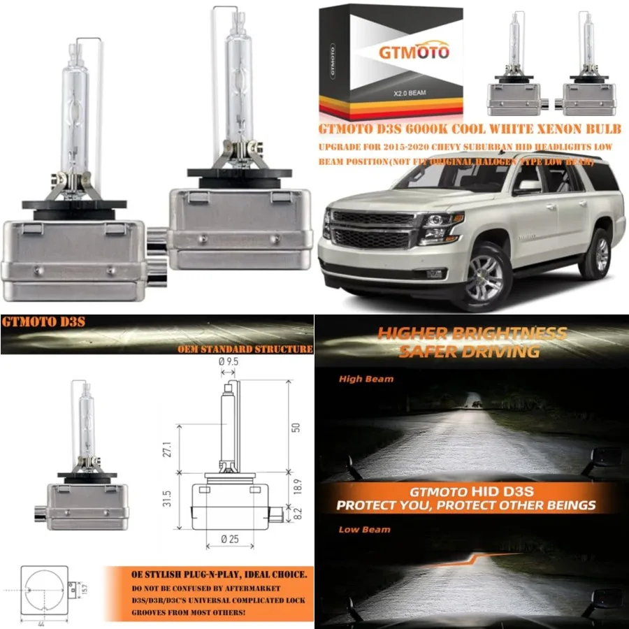 

for 2015 2016 2017 2018 2019 2020 Chevy Tahoe Suburban HID Headlights Low Beam with D3S Xenon Bulb Only, 13587843 Premier LTZ H