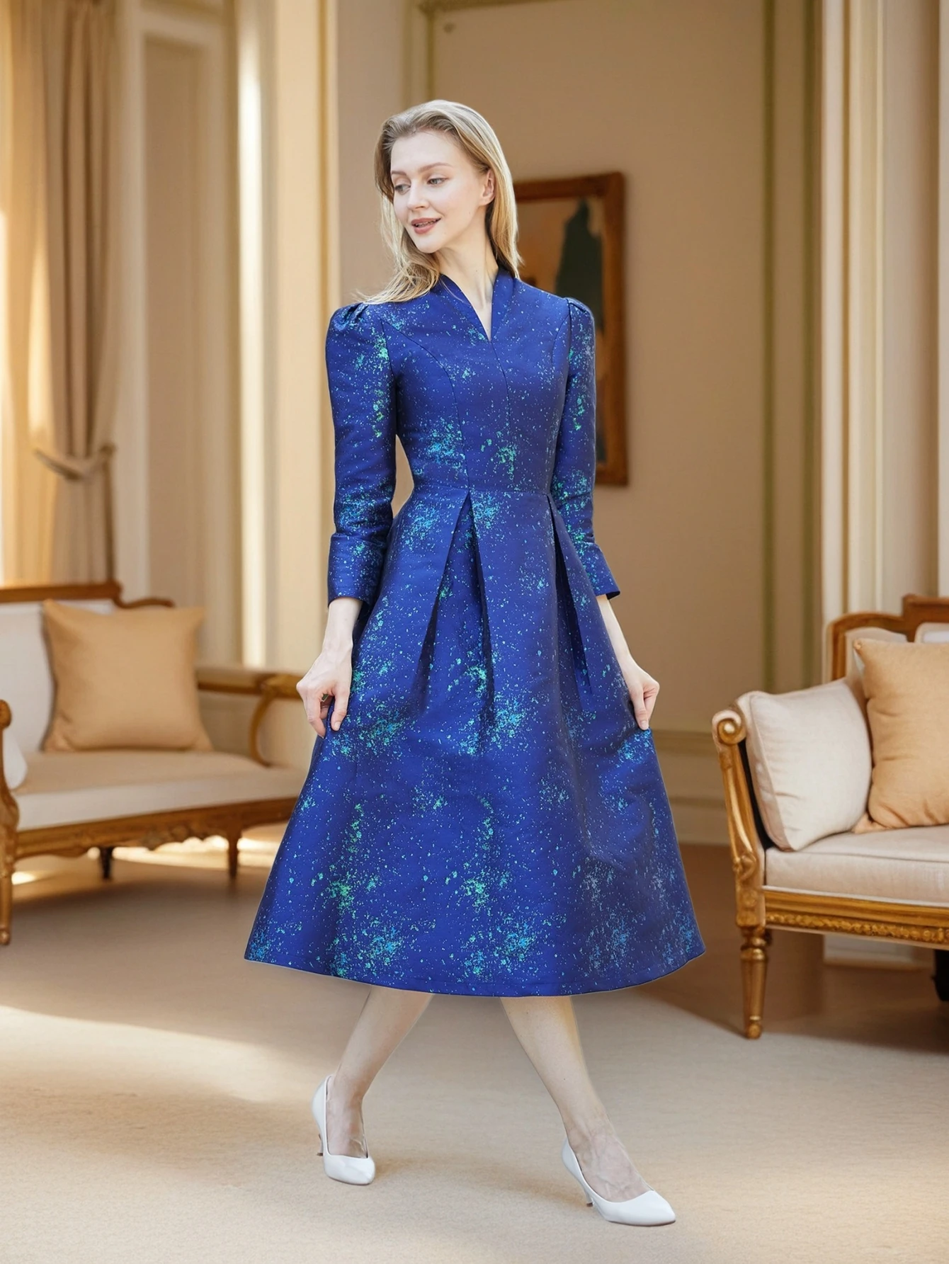 Elegant Women Jacquard Long Maxi Dress Fashion Floral Ladies Party dresses New Arrival Evening Fall Autumn Winter Clothing