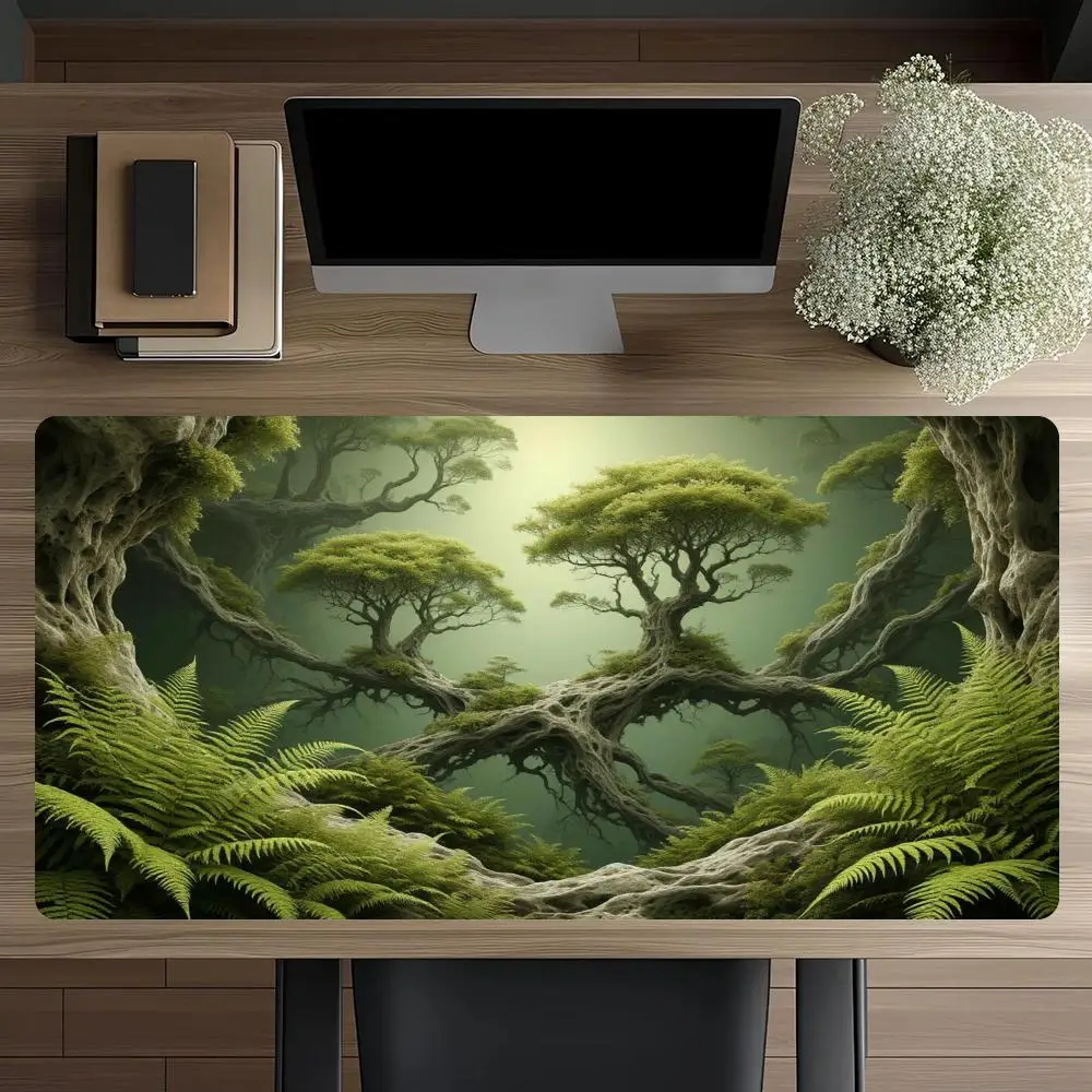 Mystical Jungle Wilderness Map Large Size Playmat For Games Laptop Bedroom Learning Office Desktop Pad