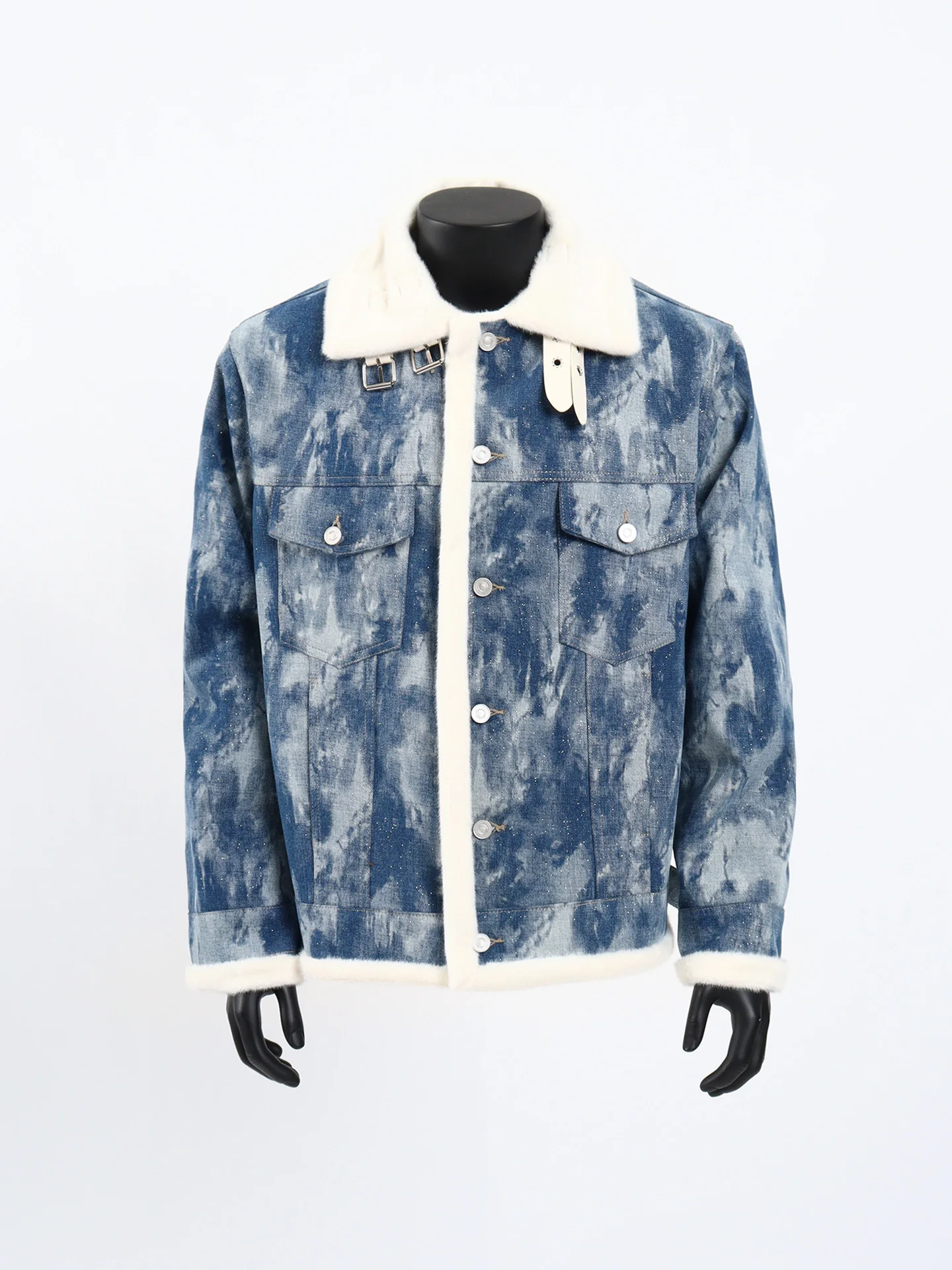 Starlit  Luxury Retro Fake Fur Denim Jacket Men's Autumn Winter Thickened Leather Fur Integrated Cotton Coat Warmth