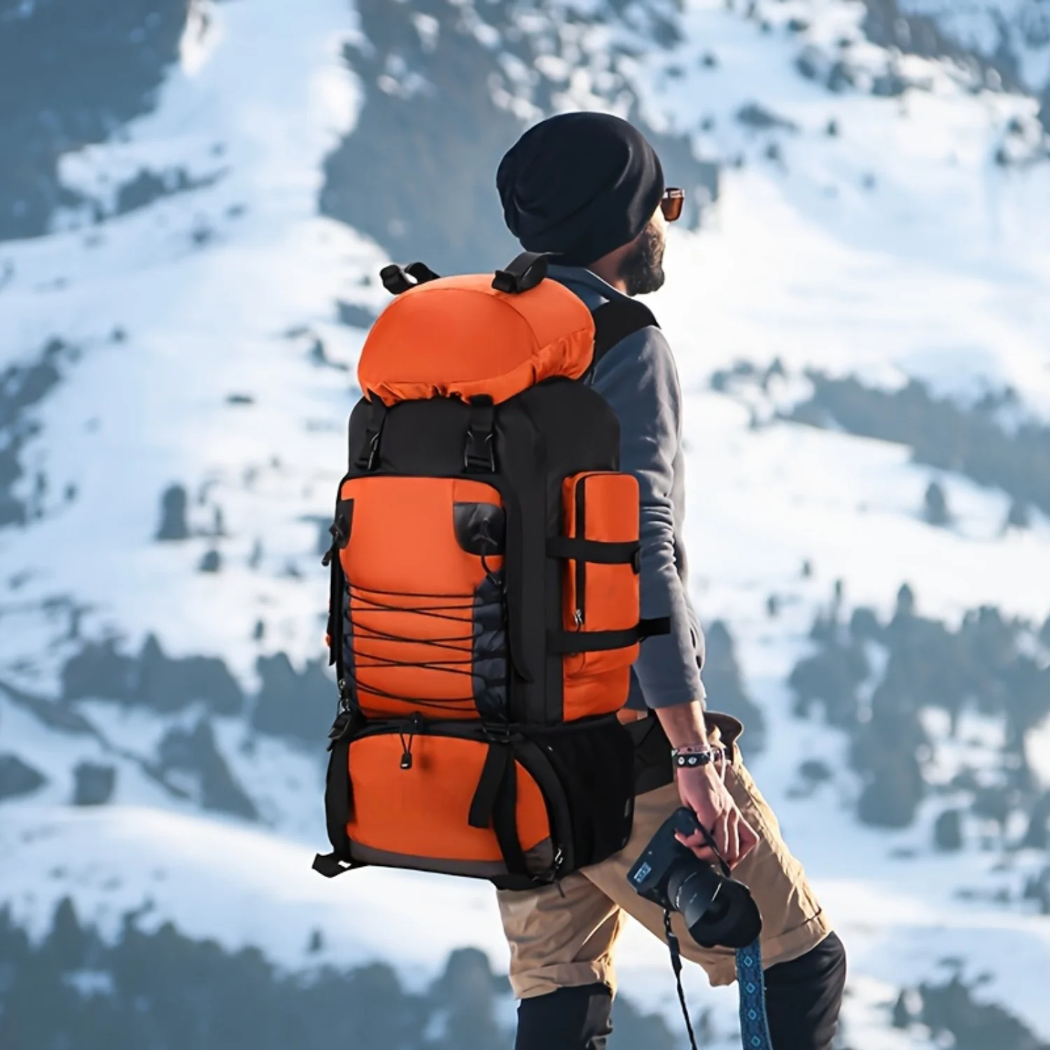 1pc 90L waterdichte outdoor bergbeklimmen rugzak voor mannen en vrouwen, draagbare reistas met grote capaciteit