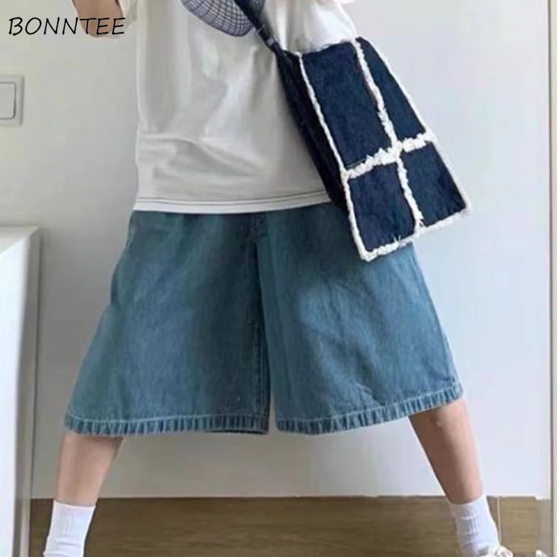 Jeans Women Solid Unisex All-match Summer Basics Leisure Breathable Simple Daily European Style Fashion Vintage Delicate Cool