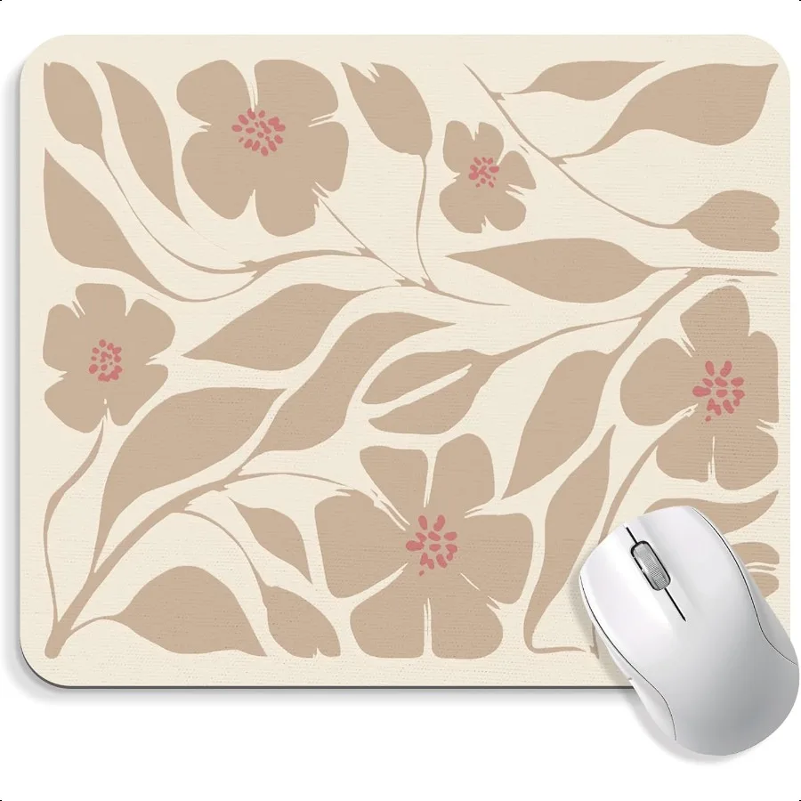 

Floral Beige Mouse Pad Boho Floral Office Desk Mousepad Beige Boho Flower Decor Gifts Office Gifts for Coworkers Coworker Gift