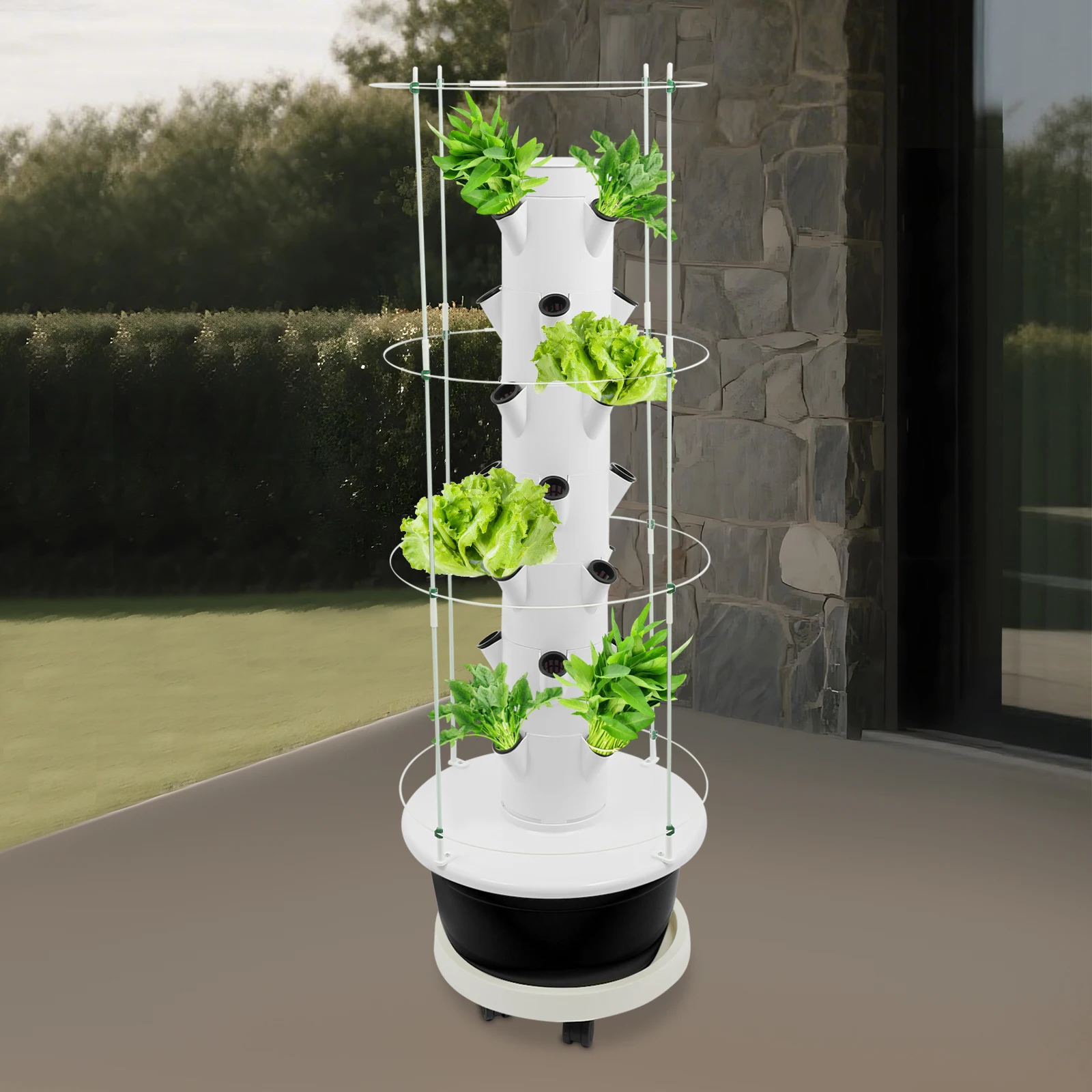 28 نبات مائي برج النمو داخلي عمودي طقم حديقة مع تعريشة تسلق للشرفة المنزل عشب زراعة الخضروات #4