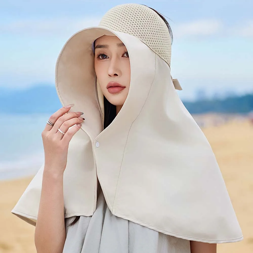 

Fashion Wide Brim Shawl Fisherman Hat Breathable Bow Mountaineering Cap UV Anti Elastic Hiking Bucket Hat Summer