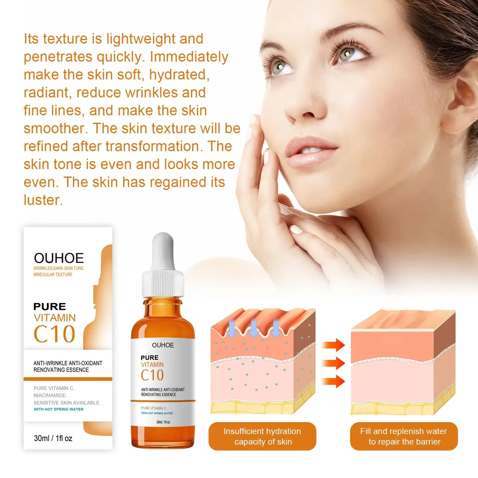 Vitamine C Rimpelverwijderaar Gezicht Serum Lifting Verstevigende Vervagende Fijne Lijntjes Anti-Aging Essence Whitening Helderder De Huidverzorging