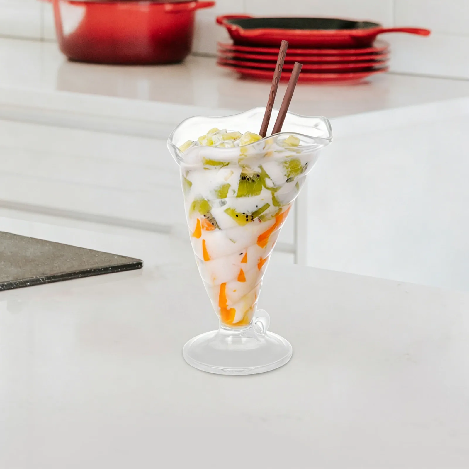 340Ml Refined Transparent Beverage Cup Food Grade Pc Material Dessert Ice Cream Cup for Pudding Cake Fruit Salad Snack Party Use