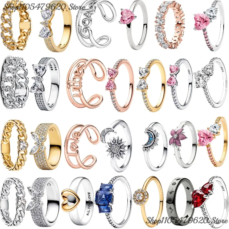 Hot Sale 925 Sterling Silver Sparkling Butterfly Bold Bow Double-row Ring For Women Party Wedding Jewelry