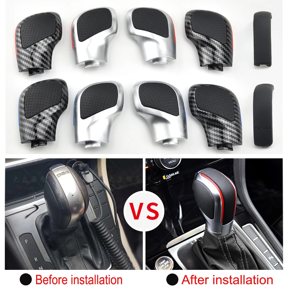 Suede Leather DSG Shift Knob Gear Side Cover DSG Emblem For VW Golf 6 golf 7 R GTI Passat B7 B8 CC R20 Jetta MK6 GLI