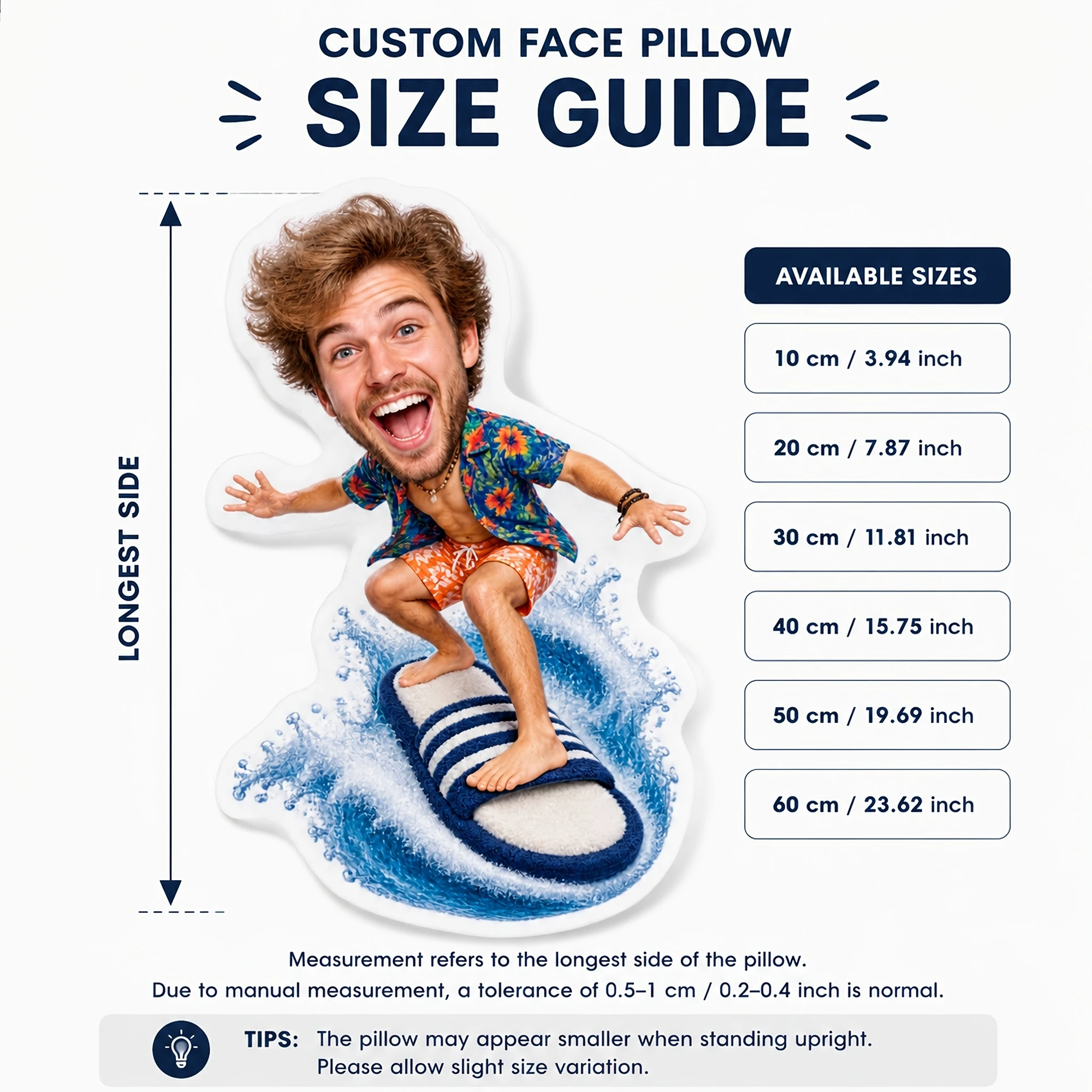 1pc [2D Flat] Custom Double Sided Printed Creative Funny Irregular Shaped Throw Pillow, Surfboard Wave Rider Design for Playful