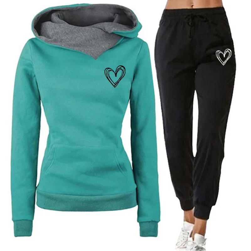 2026 Spring Gym Jogging Women's Tracksuit Stylish Print Comfort Quality Two-piece Hoodies Set For Daily Outdoors
