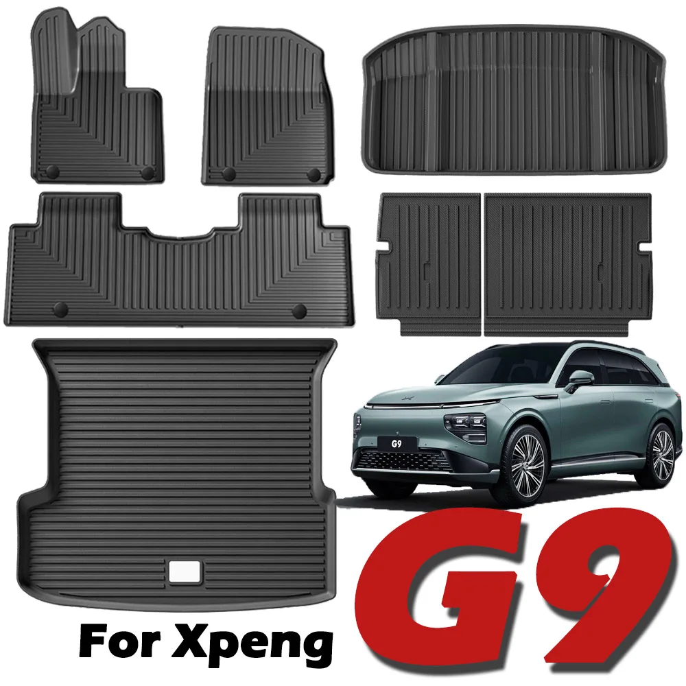 For Xpeng G9 2022  2023 2024 TPE Floor Mats,All Weather Waterproof Heavy Duty Floor Mats and Cargo Liner Pad Accessories