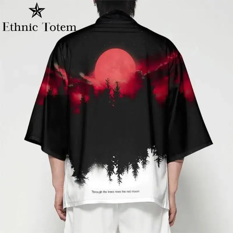 

Retro Crane Printing Kimono for Men Women Harajuku Cape Japanese Style Yukata Cardigan Robe Summer Asian Traditional Clothes